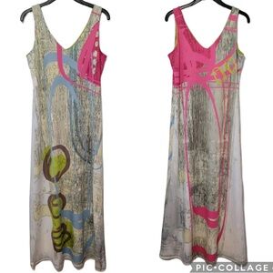 Volt Chippie dress No 321.  NWT  size M (3) Pink and Gray Abstract Maxi Dress.